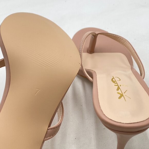 XYD Nude Thong Sandals Mid Heel Flip Flops Open Toe Daily Wearing Slippers - Picture 6 of 8
